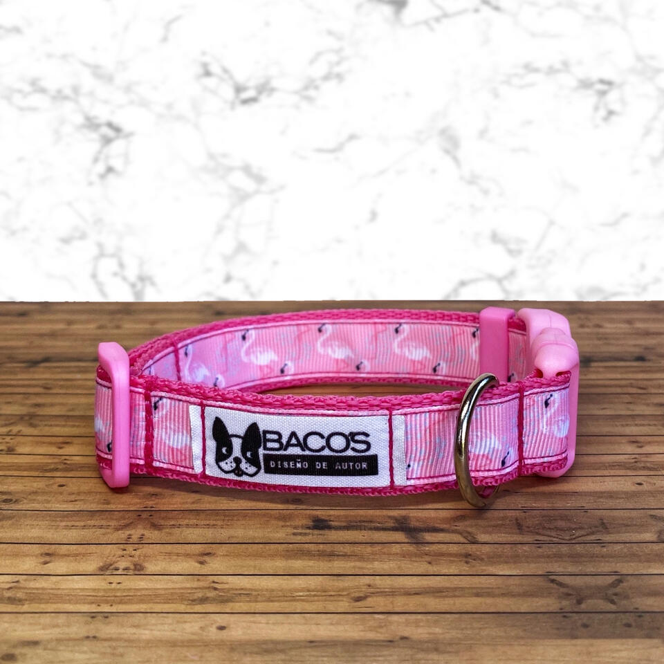 Flamencos. Collar 2,5 cms de ancho.